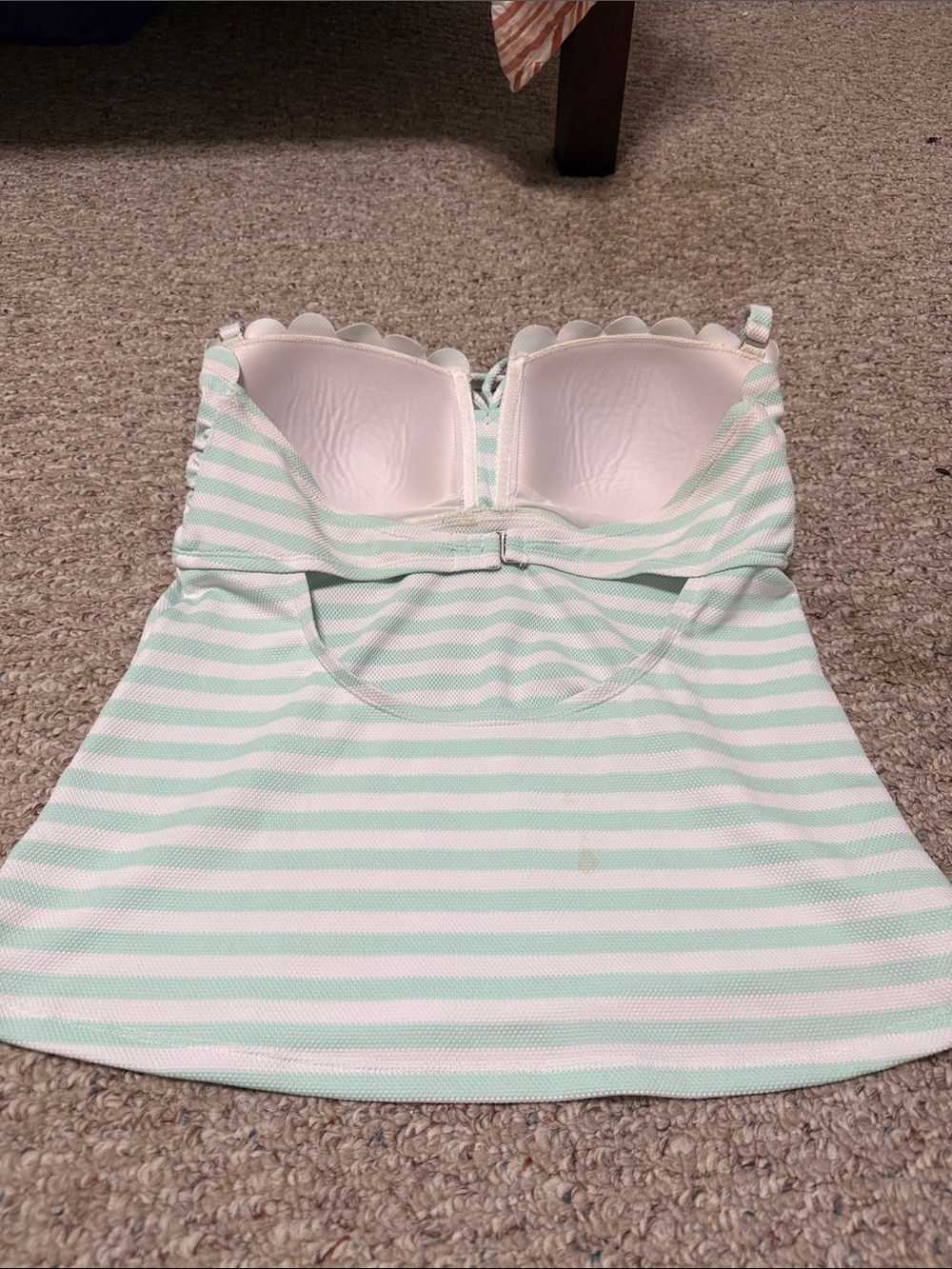 Striped Mint & White Swim Camisole with Front Tie - Picture 2 of 3